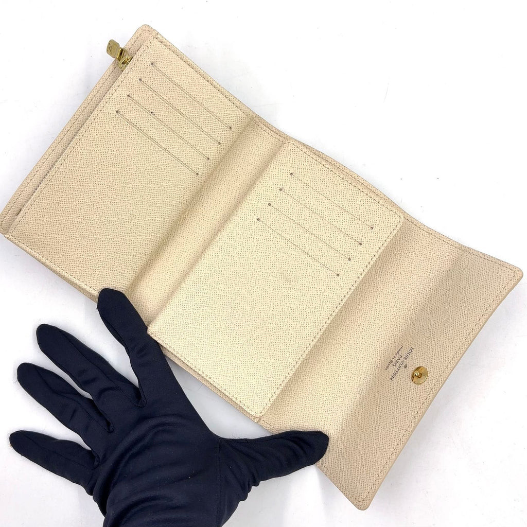 Louis Vuitton Portefeuille Alexandra Damier Azur Leather White Trifold Wallet — view 3
