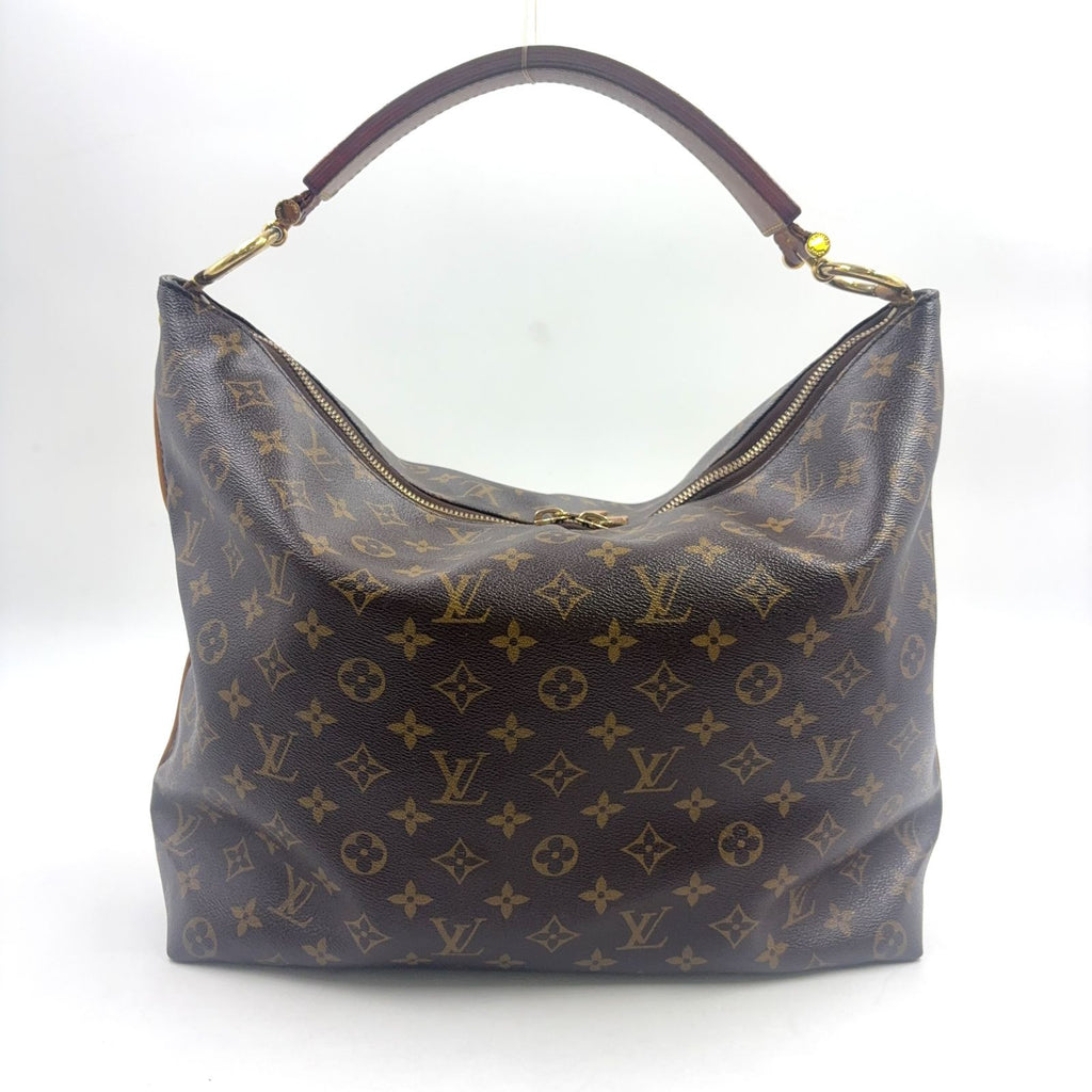 Louis Vuitton Sully MM Monogram Leather Brown Light Shoulder Bag Gold