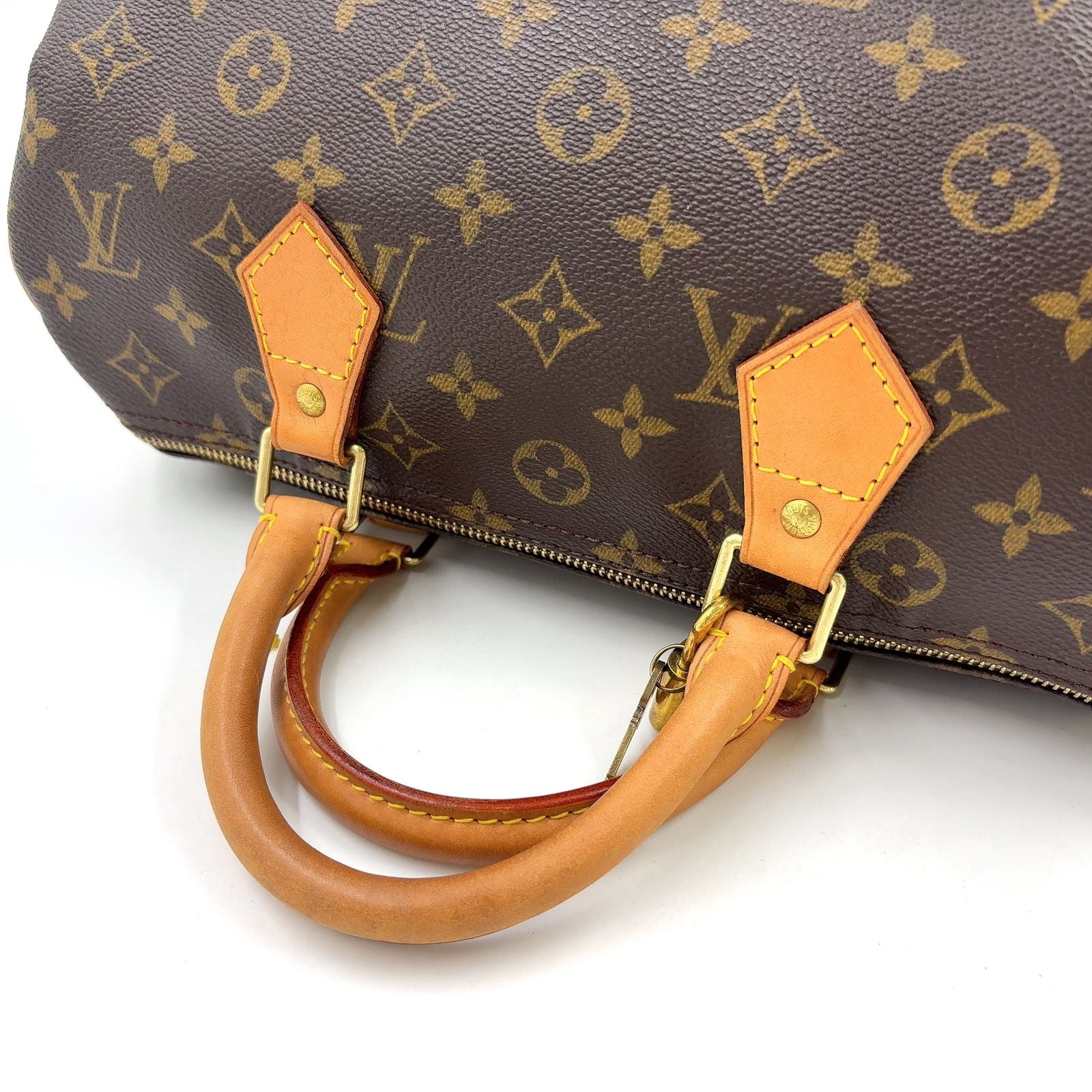 Louis Vuitton Speedy 30 Monogram Leather Brown Light Handbag Gold — view 6