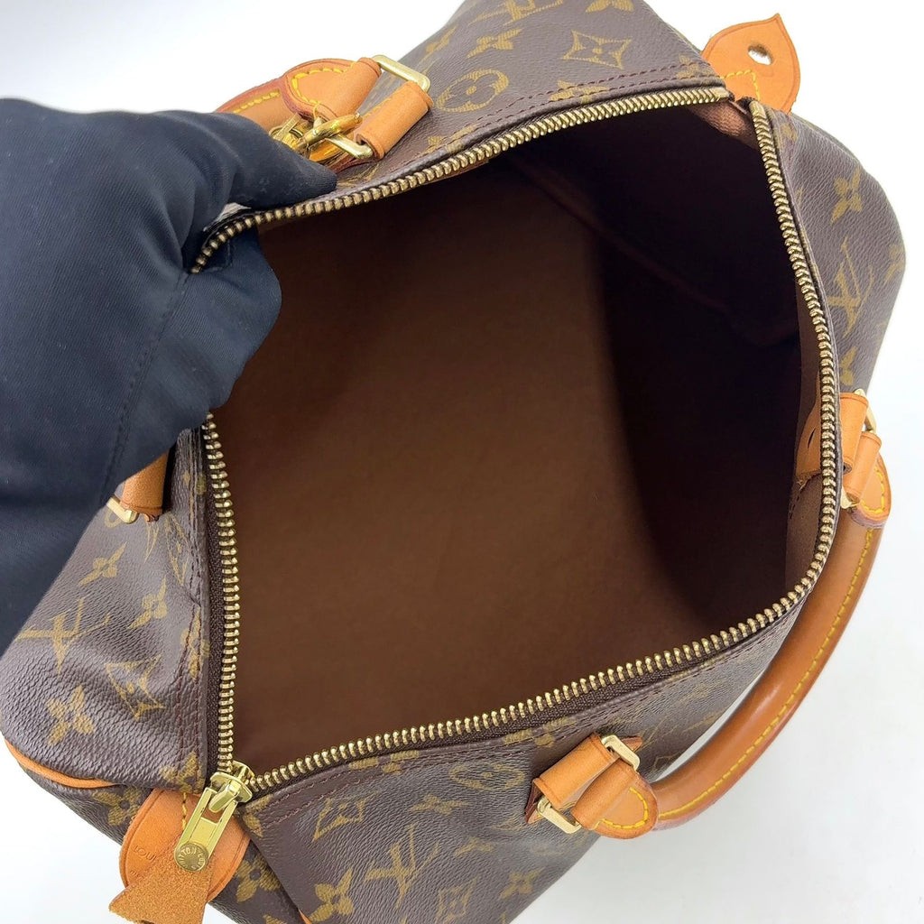 Louis Vuitton Speedy 30 Monogram Leather Brown Light Handbag Gold — view 3