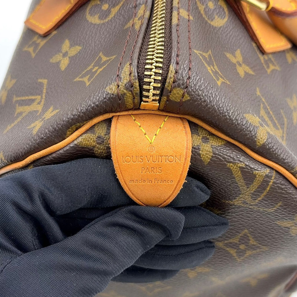 Louis Vuitton Speedy 30 Monogram Leather Brown Light Handbag Gold — view 4