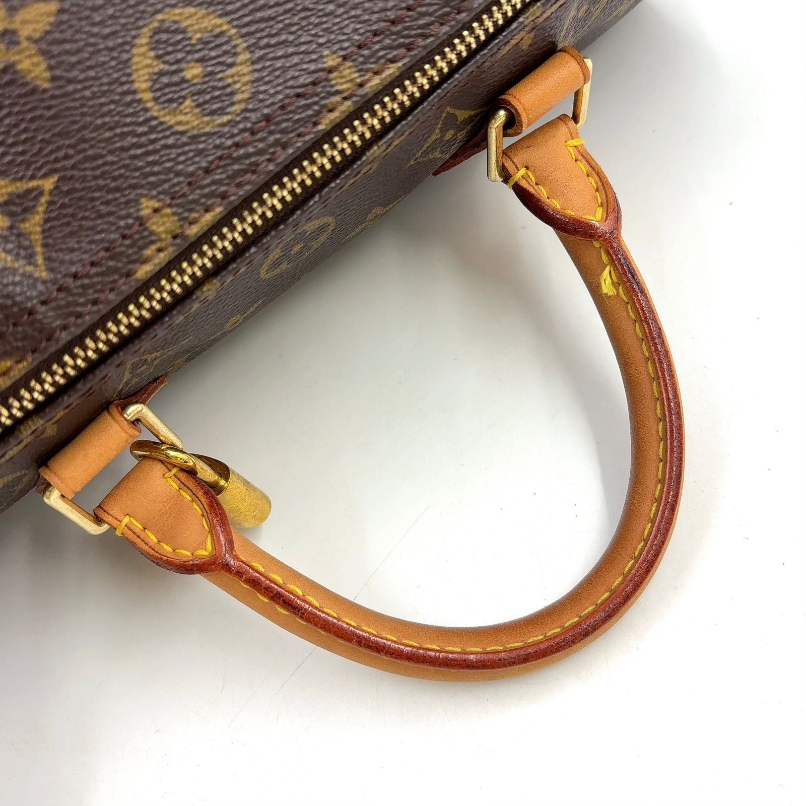 Louis Vuitton Speedy 30 Monogram Leather Brown Light Handbag Gold — view 7