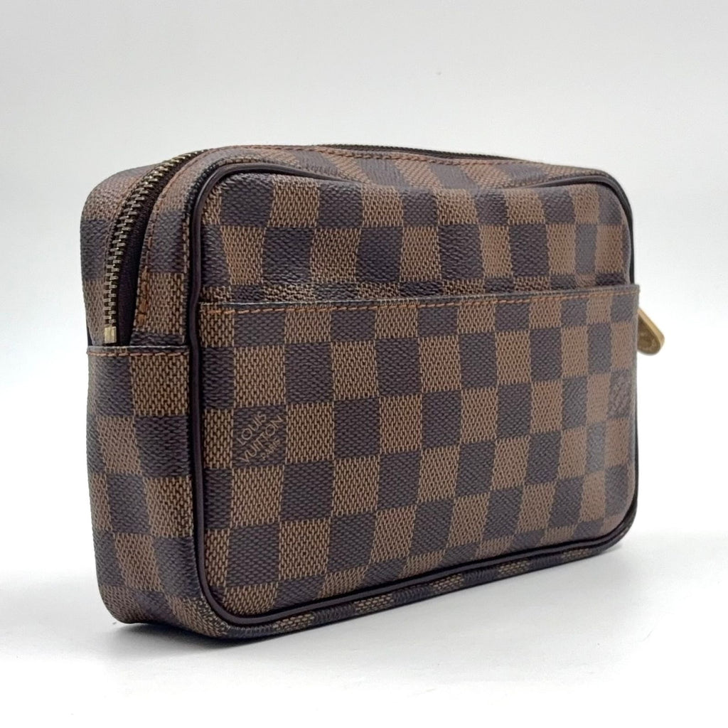 Louis Vuitton Pochette Viemakao Damier Ebene Leather Brown Clutch Gold — view 2