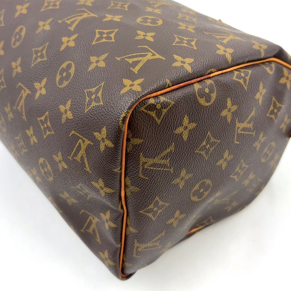 Louis Vuitton Speedy 30 Monogram Leather Brown Light Handbag Gold — view 8