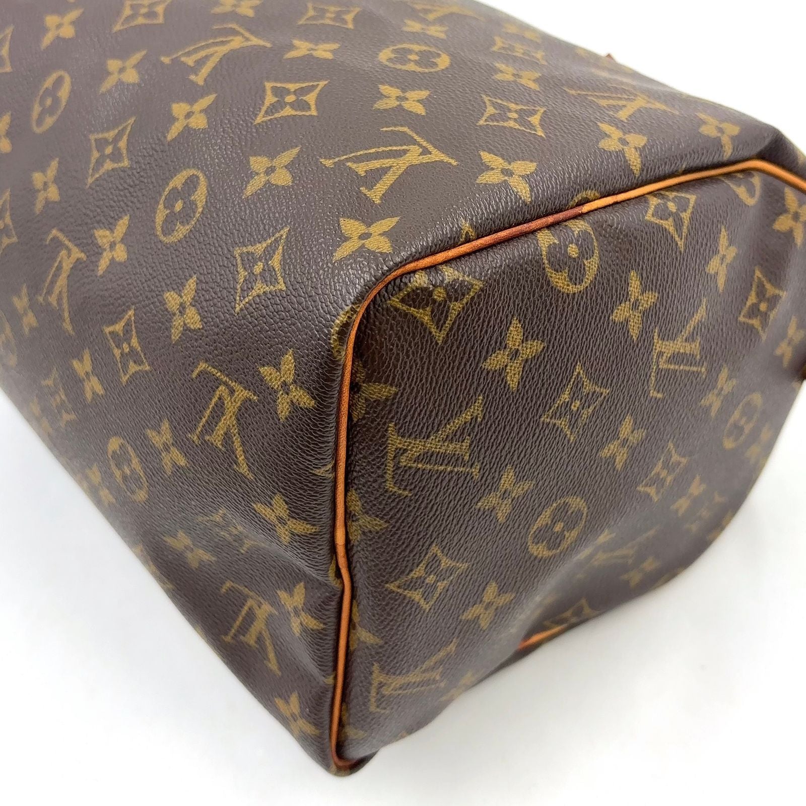 Louis Vuitton Speedy 30 Monogram Leather Brown Light Handbag Gold — view 8