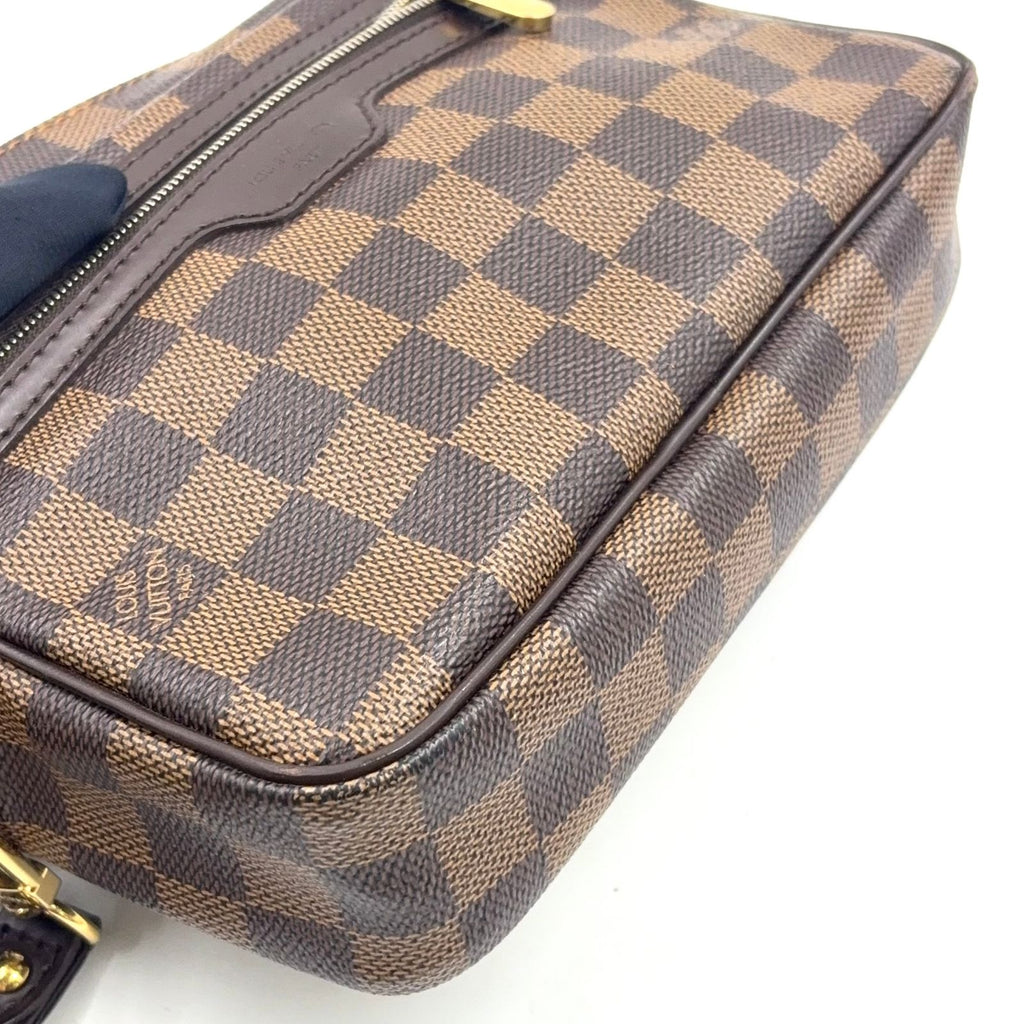 Louis Vuitton Pochette Viemakao Damier Ebene Leather Brown Clutch Gold — view 8
