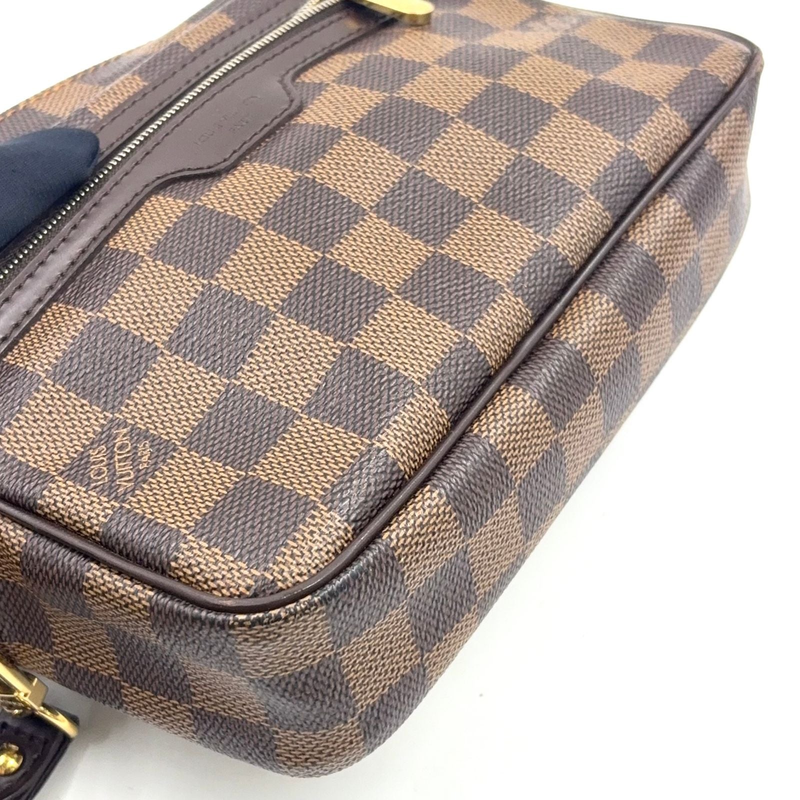 Louis Vuitton Pochette Viemakao Damier Ebene Leather Brown Clutch Gold — view 8