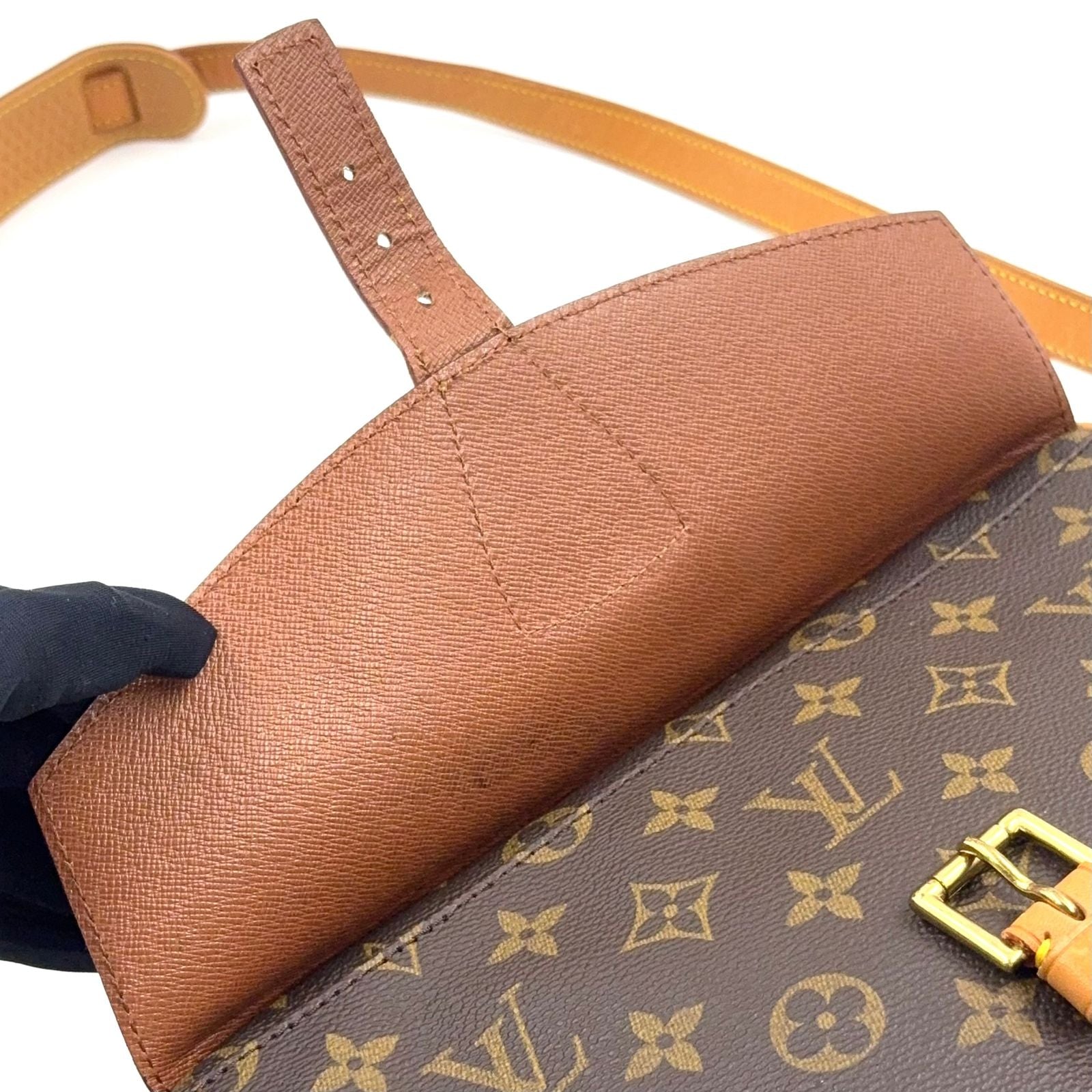 Louis Vuitton Jeune Fille GM Monogram Leather Brown Light Shoulder Bag Gold — view 6