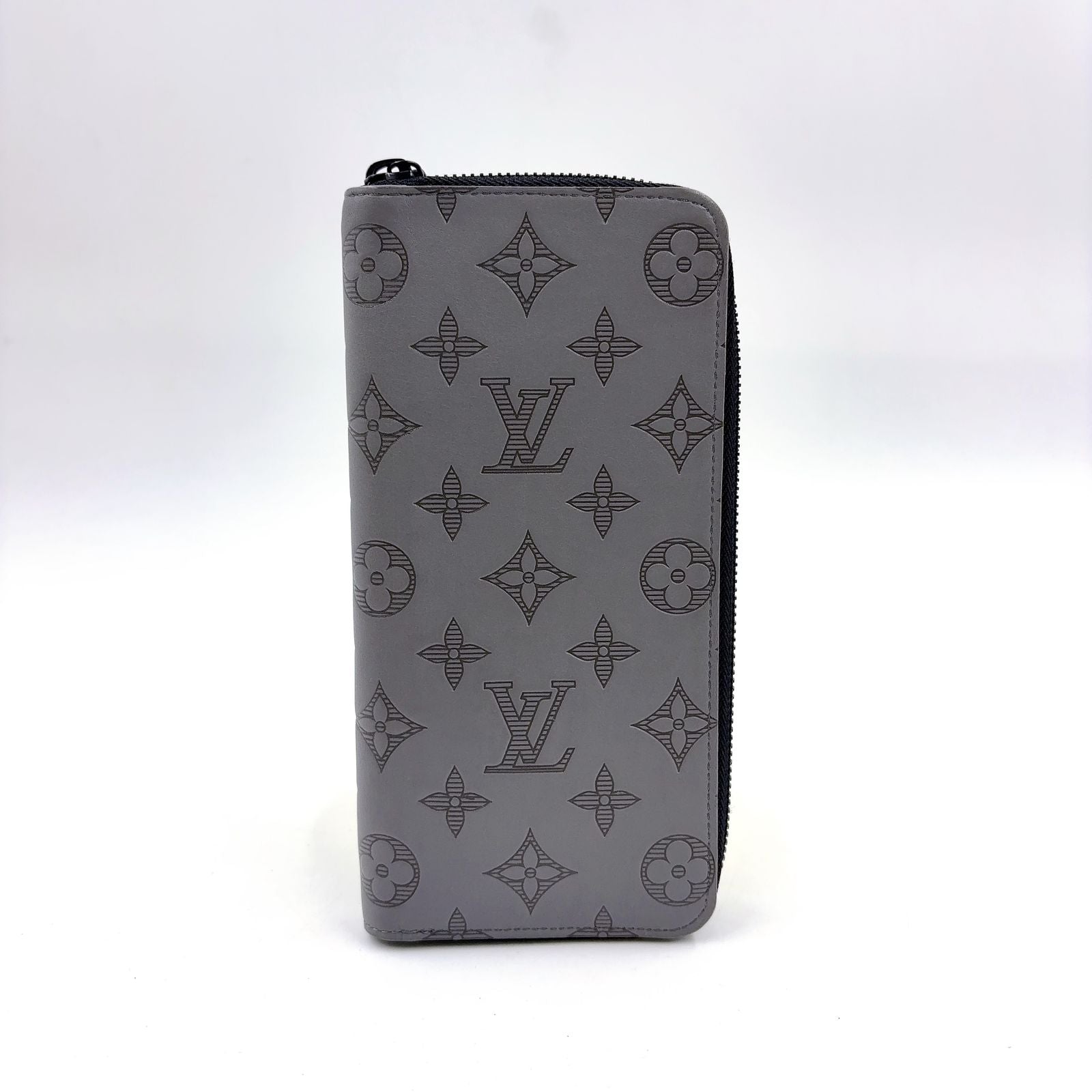 Louis Vuitton Zippy Wallet Vertical Nam Leather Gray Black