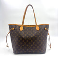 Louis Vuitton Neverfull MM Monogram Leather Brown Light Tote Bag Gold