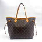 Louis Vuitton Neverfull MM Monogram Leather Brown Light Tote Bag Gold