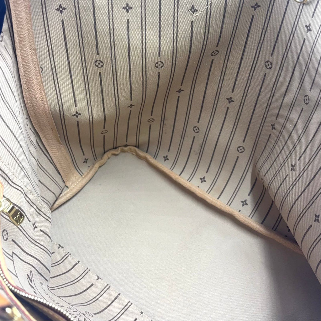Louis Vuitton Neverfull MM Monogram Leather Brown Light Tote Bag Gold — view 5