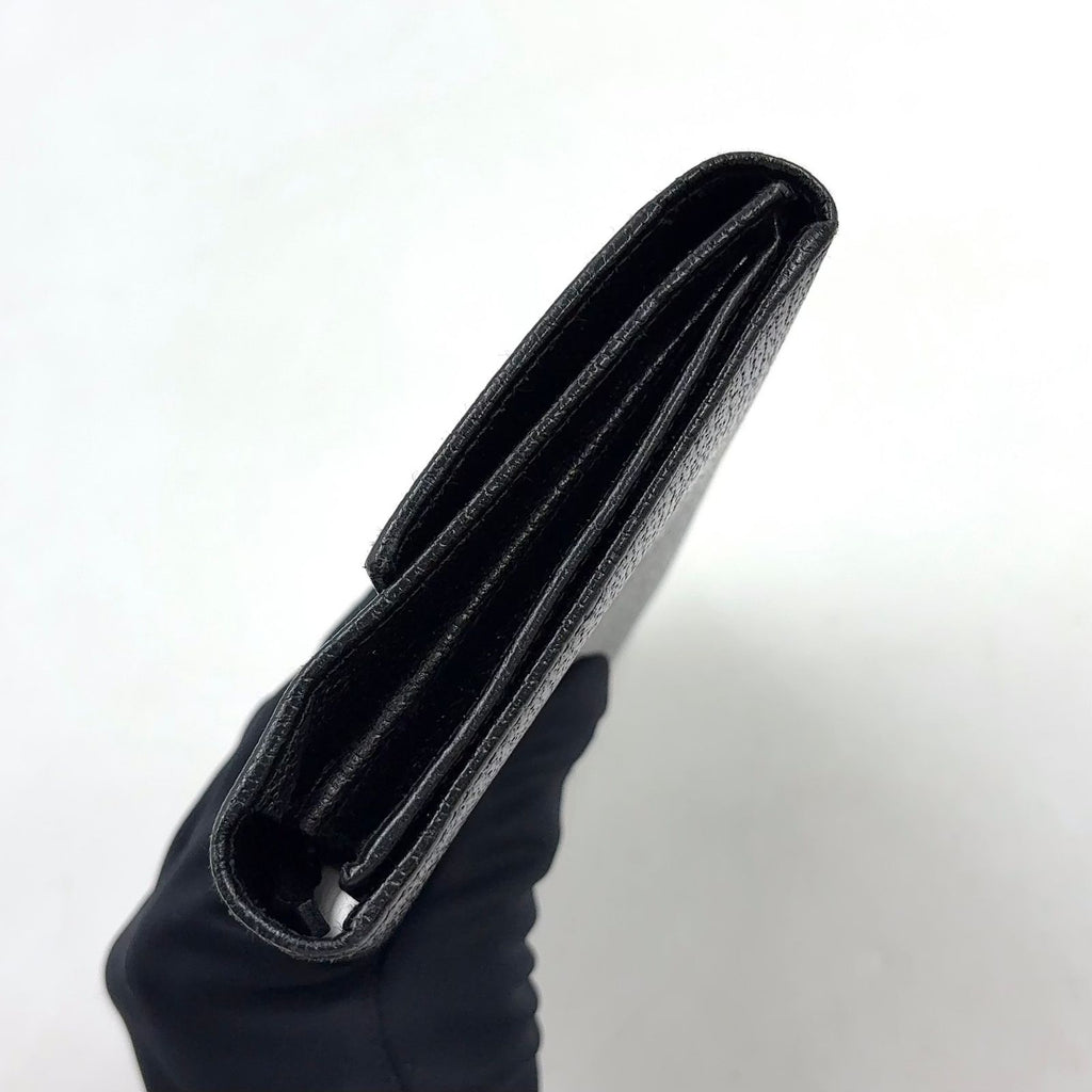 Gucci Logo Plate Leather Black Wallet Silver — view 6