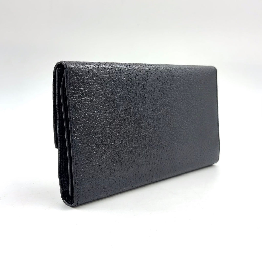 Gucci Logo Plate Leather Black Wallet Silver — view 2