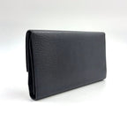 Gucci Logo Plate Leather Black Wallet Silver — view 2
