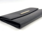Gucci Logo Plate Leather Black Wallet Silver — view 5