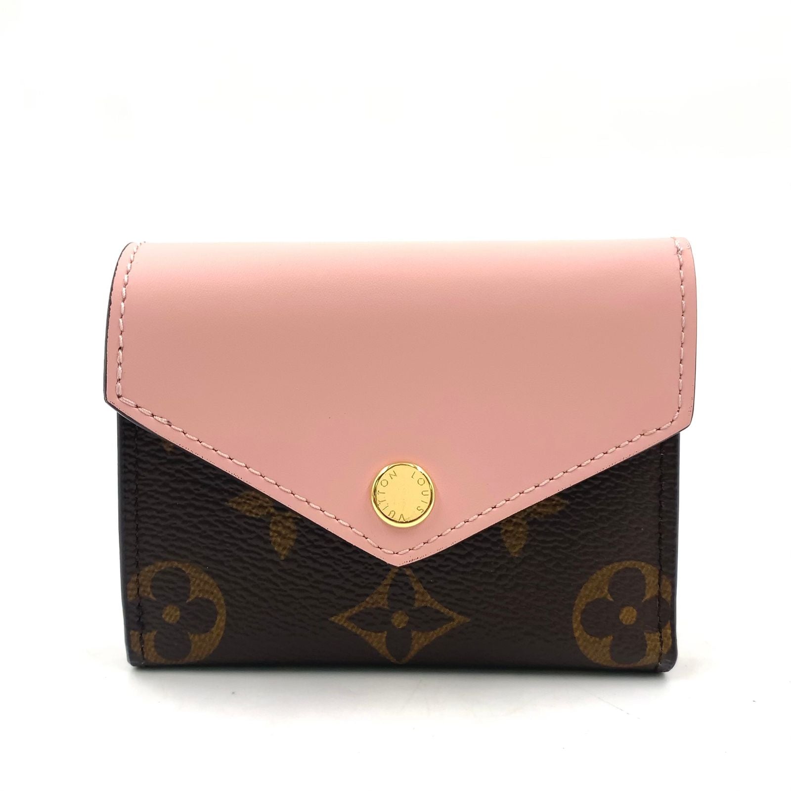 Louis Vuitton Portefeuille Zoe Monogram Leather Brown Light Pink Trifold Wallet