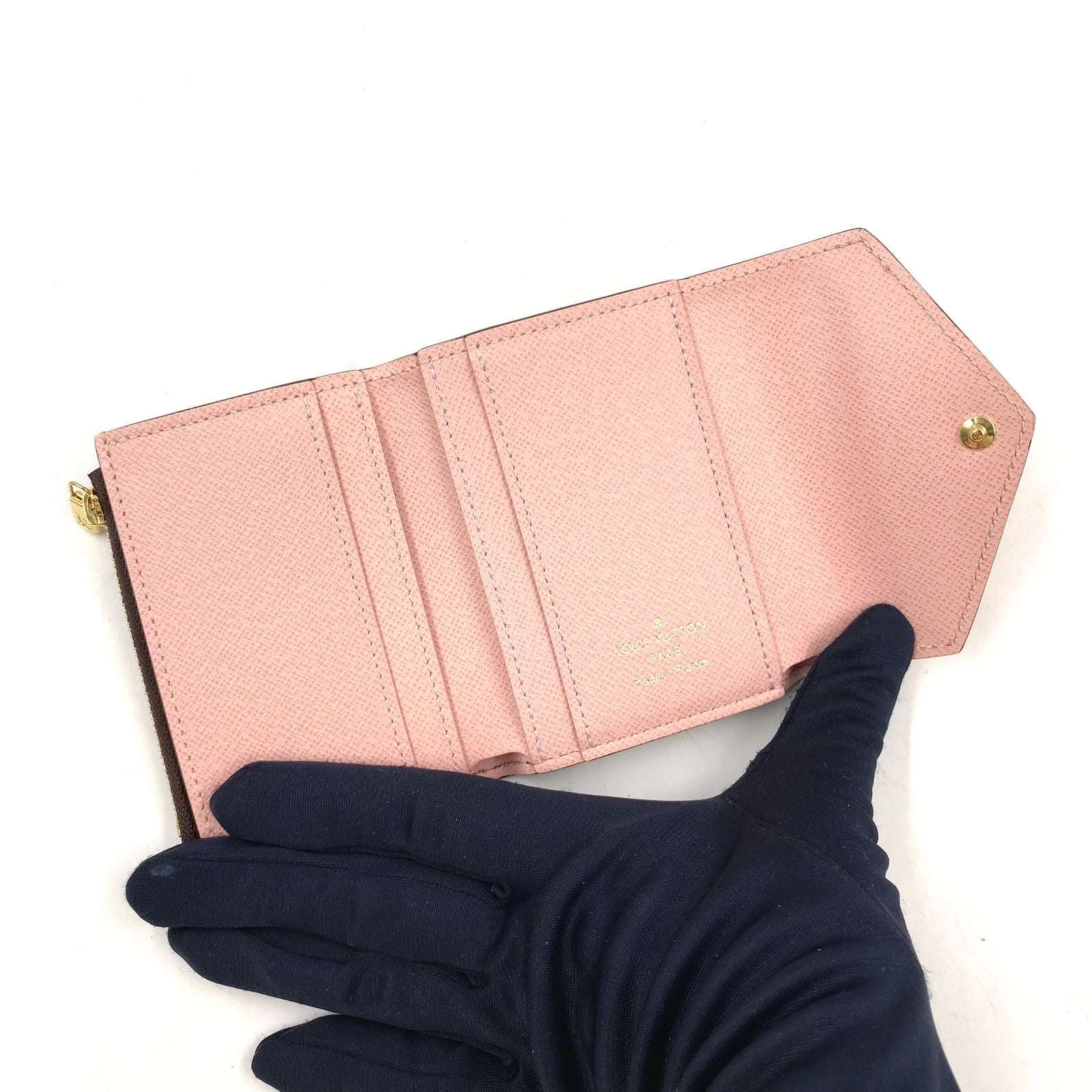 Louis Vuitton Portefeuille Zoe Monogram Leather Brown Light Pink Trifold Wallet — view 3