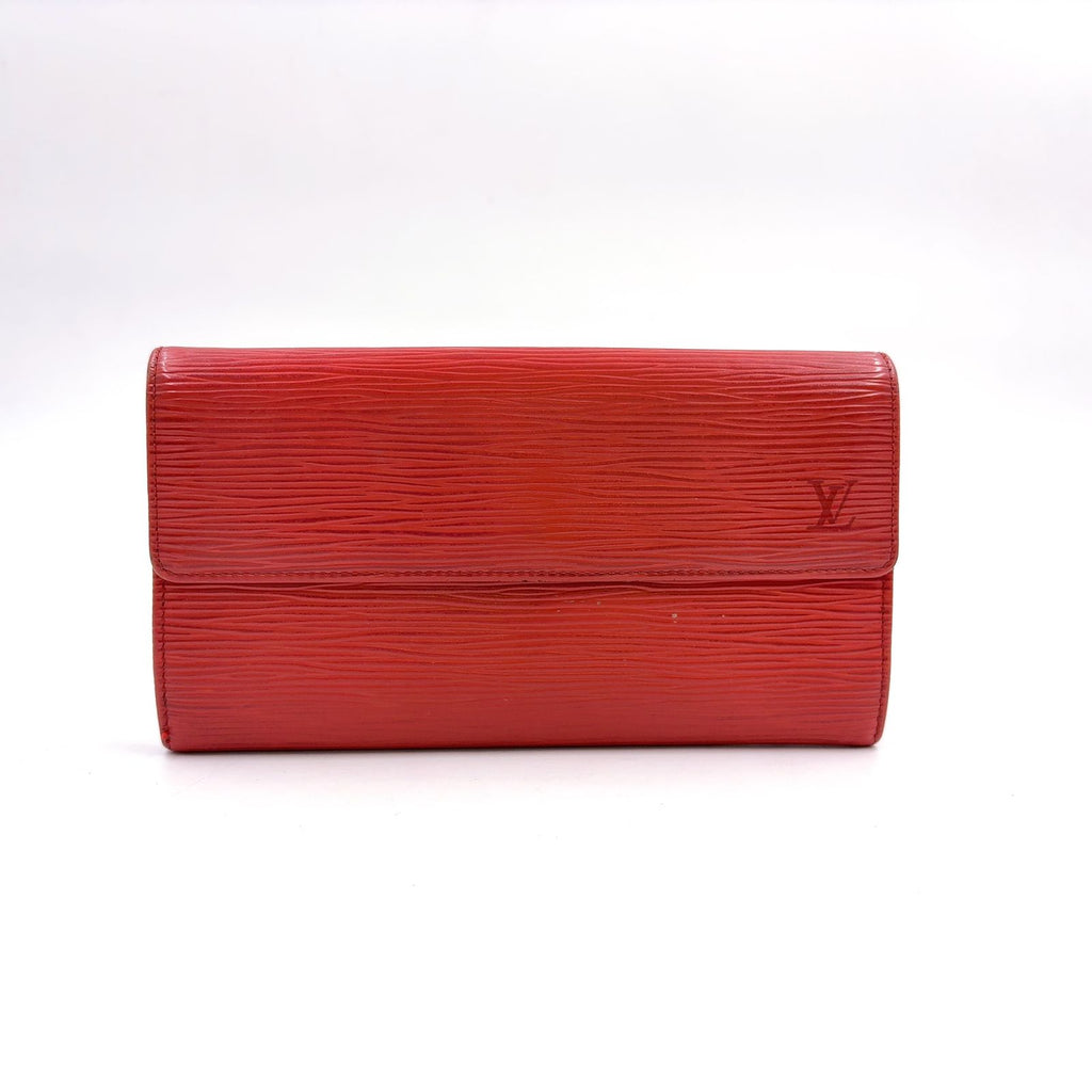 Louis Vuitton Pochette Porte Monnaie Credit Epi Castilian Red Leather Bifold
