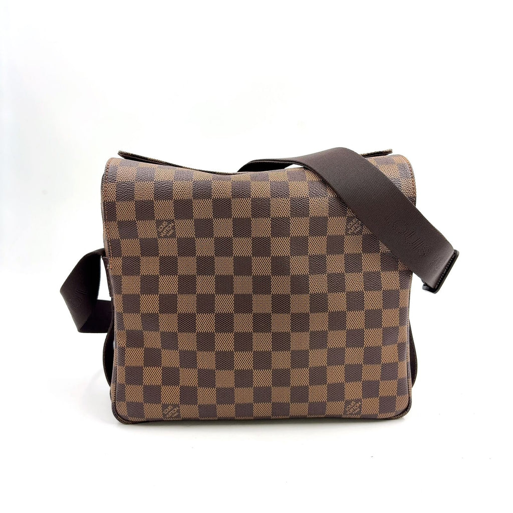 Louis Vuitton Naviglio Damier Ebene Brown Shoulder Bag Gold
