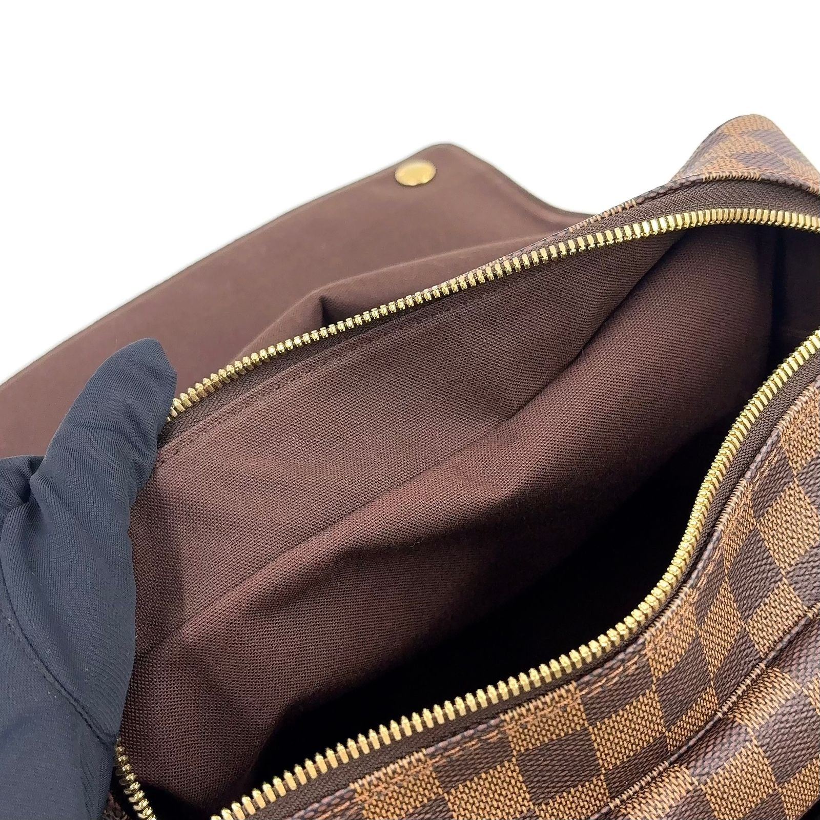 Louis Vuitton Naviglio Damier Ebene Brown Shoulder Bag Gold — view 7