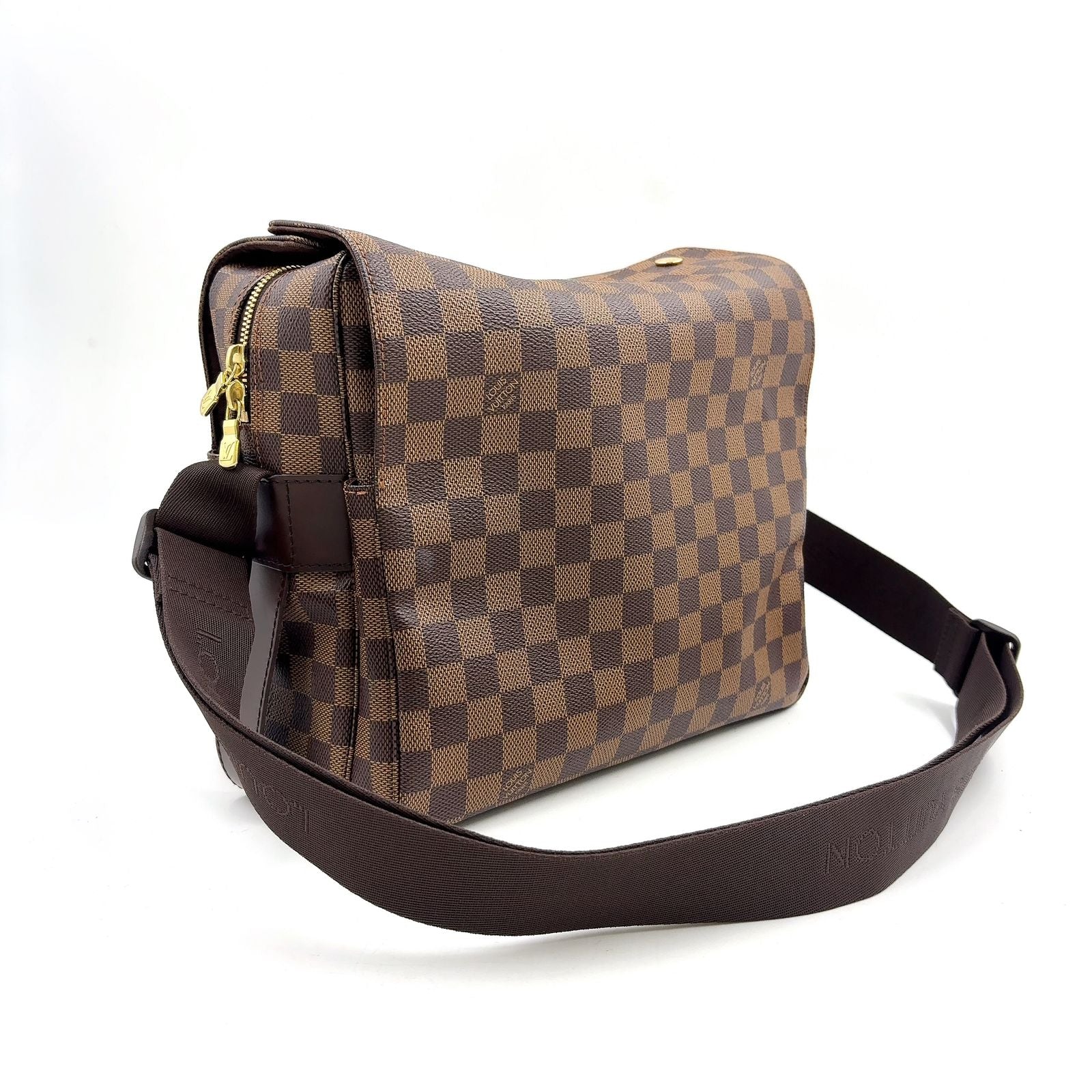 Louis Vuitton Naviglio Damier Ebene Brown Shoulder Bag Gold — view 2
