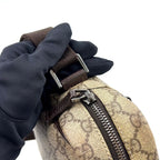 Gucci GG Plus Leather Dark Brown Beige Shoulder Bag Silver — view 7