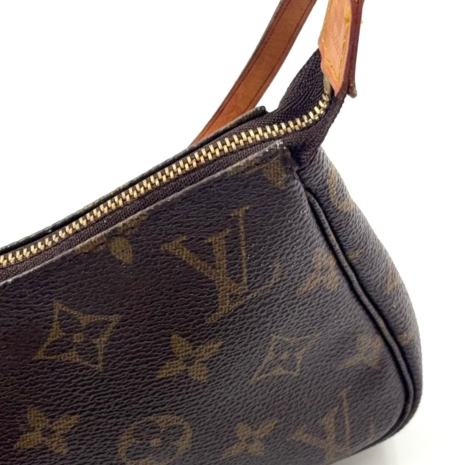 Louis Vuitton Pochette Accessoires Monogram Leather Brown Light Handbag Gold — view 6