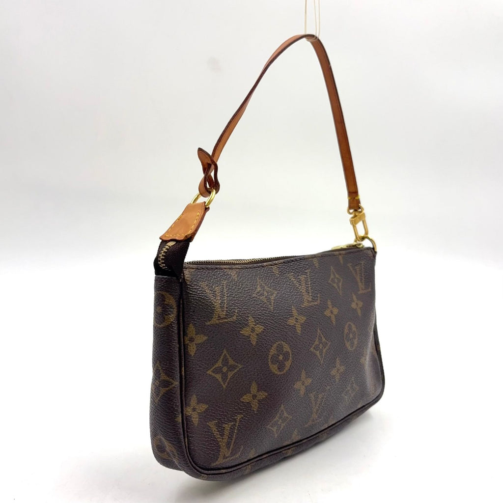 Louis Vuitton Pochette Accessoires Monogram Leather Brown Light Handbag Gold — view 2