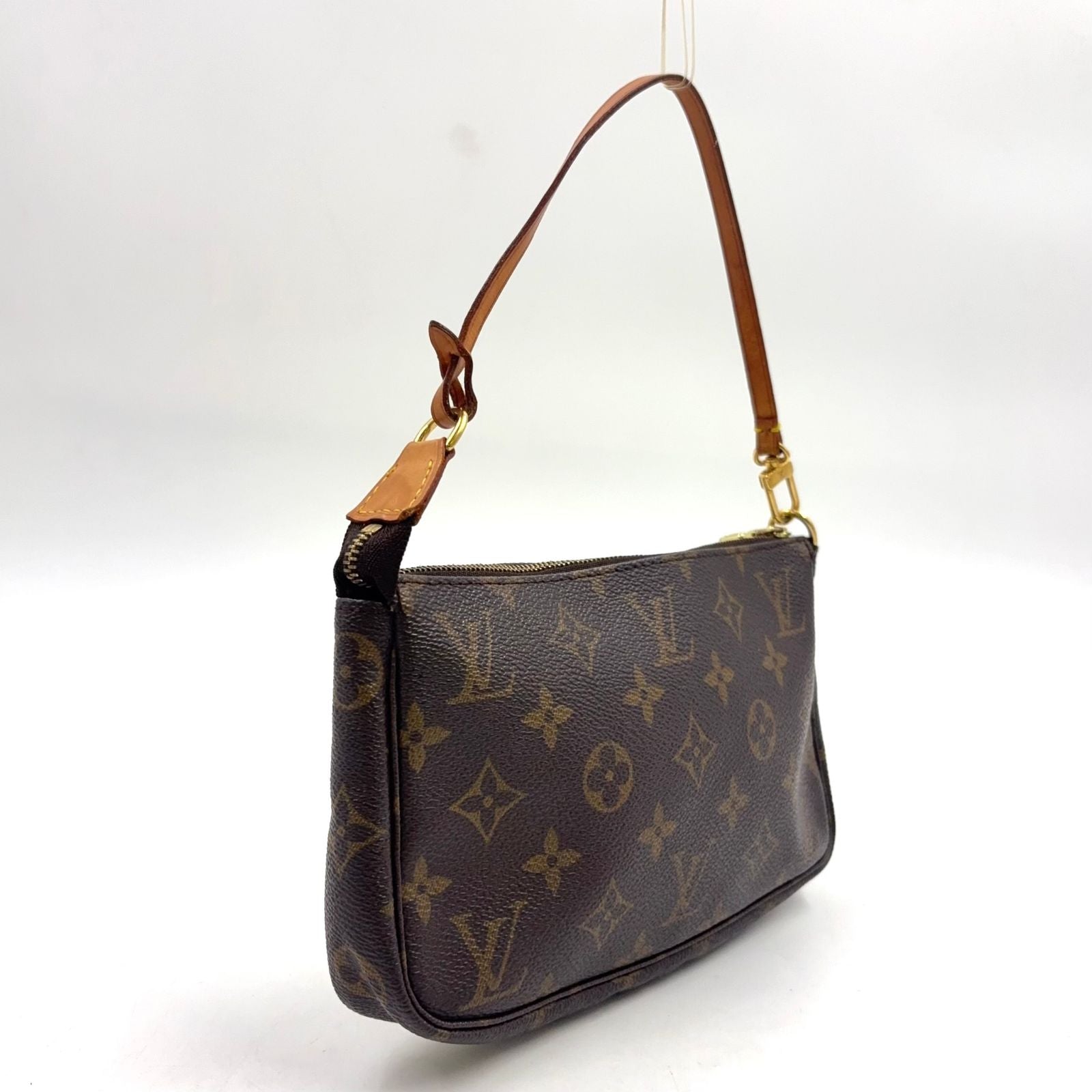 Louis Vuitton Pochette Accessoires Monogram Leather Brown Light Handbag Gold — view 2