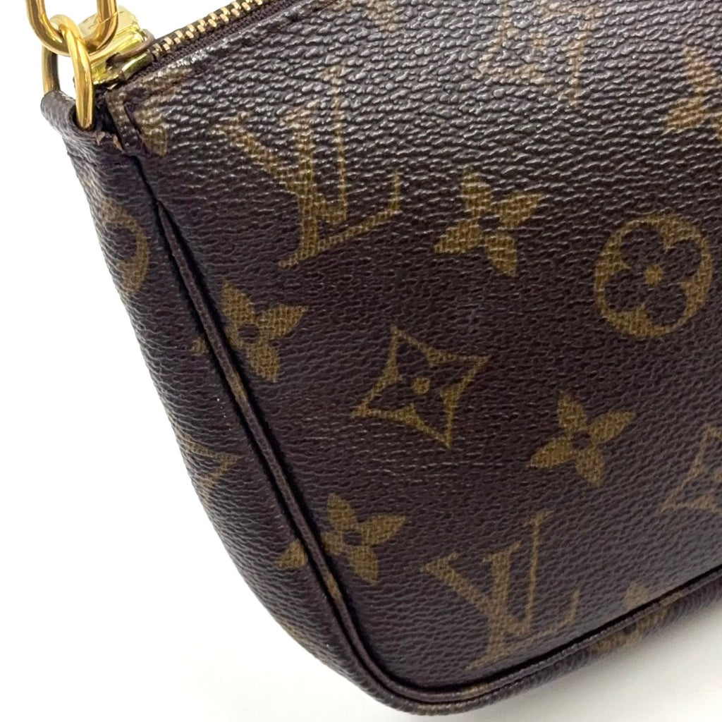 Louis Vuitton Pochette Accessoires Monogram Leather Brown Light Handbag Gold — view 5