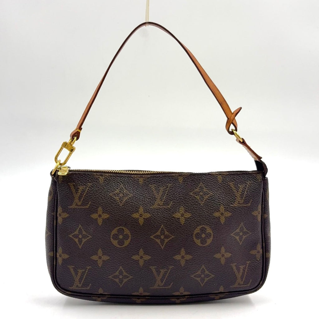 Louis Vuitton Pochette Accessoires Monogram Leather Brown Light Handbag Gold