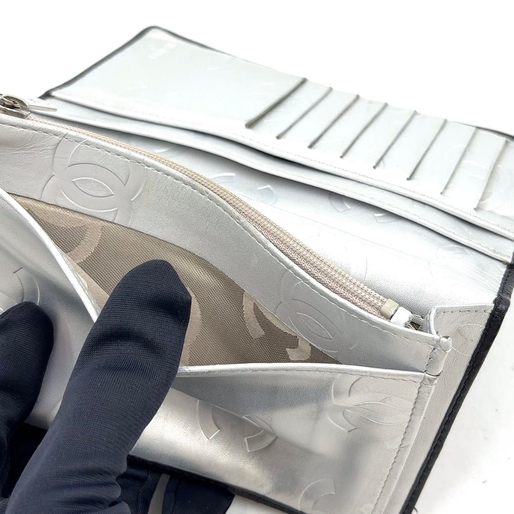 Chanel Cambon Line Lambskin Silver Black Wallet — view 7