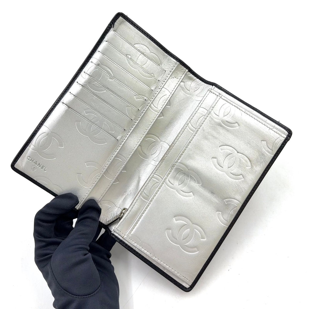 Chanel Cambon Line Lambskin Silver Black Wallet — view 3