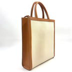 Celine Vertical Cabas Small 2-Way Leather Canvas Off White Light Brown Tote — view 2