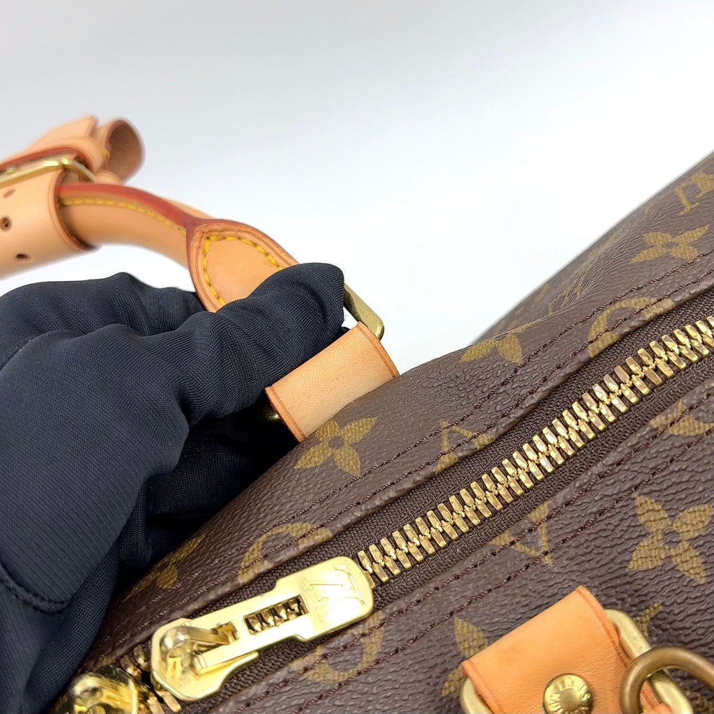 Louis Vuitton Keepall 55 Monogram Leather Brown Light Boston Bag Gold — view 7