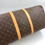 Louis Vuitton Keepall 55 Monogram Leather Brown Light Boston Bag Gold — view 8