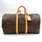 Louis Vuitton Keepall 55 Monogram Leather Brown Light Boston Bag Gold