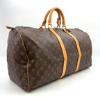 Louis Vuitton Keepall 55 Monogram Leather Brown Light Boston Bag Gold — view 2