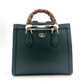 Gucci Diana Medium 2-Way Bamboo Handle Calfskin Green Tote Bag Gold