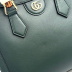 Gucci Diana Medium 2-Way Bamboo Handle Calfskin Green Tote Bag Gold — view 8
