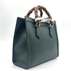 Gucci Diana Medium 2-Way Bamboo Handle Calfskin Green Tote Bag Gold — view 2
