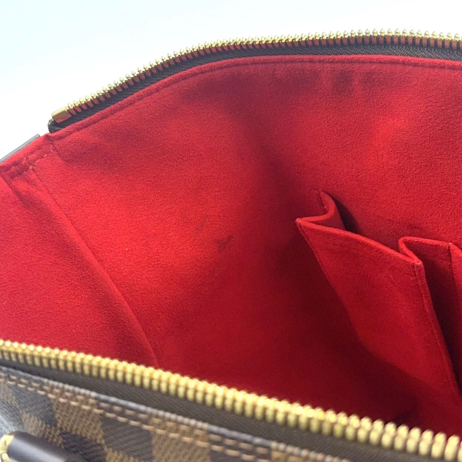 Louis Vuitton Saleya MM Damier Ebene Leather Brown Tote Bag Gold — view 5
