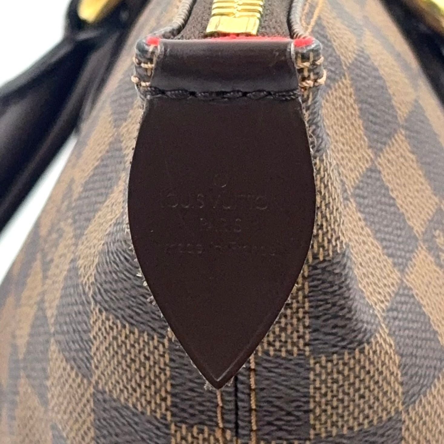 Louis Vuitton Saleya MM Damier Ebene Leather Brown Tote Bag Gold — view 4