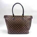 Louis Vuitton Saleya MM Damier Ebene Leather Brown Tote Bag Gold