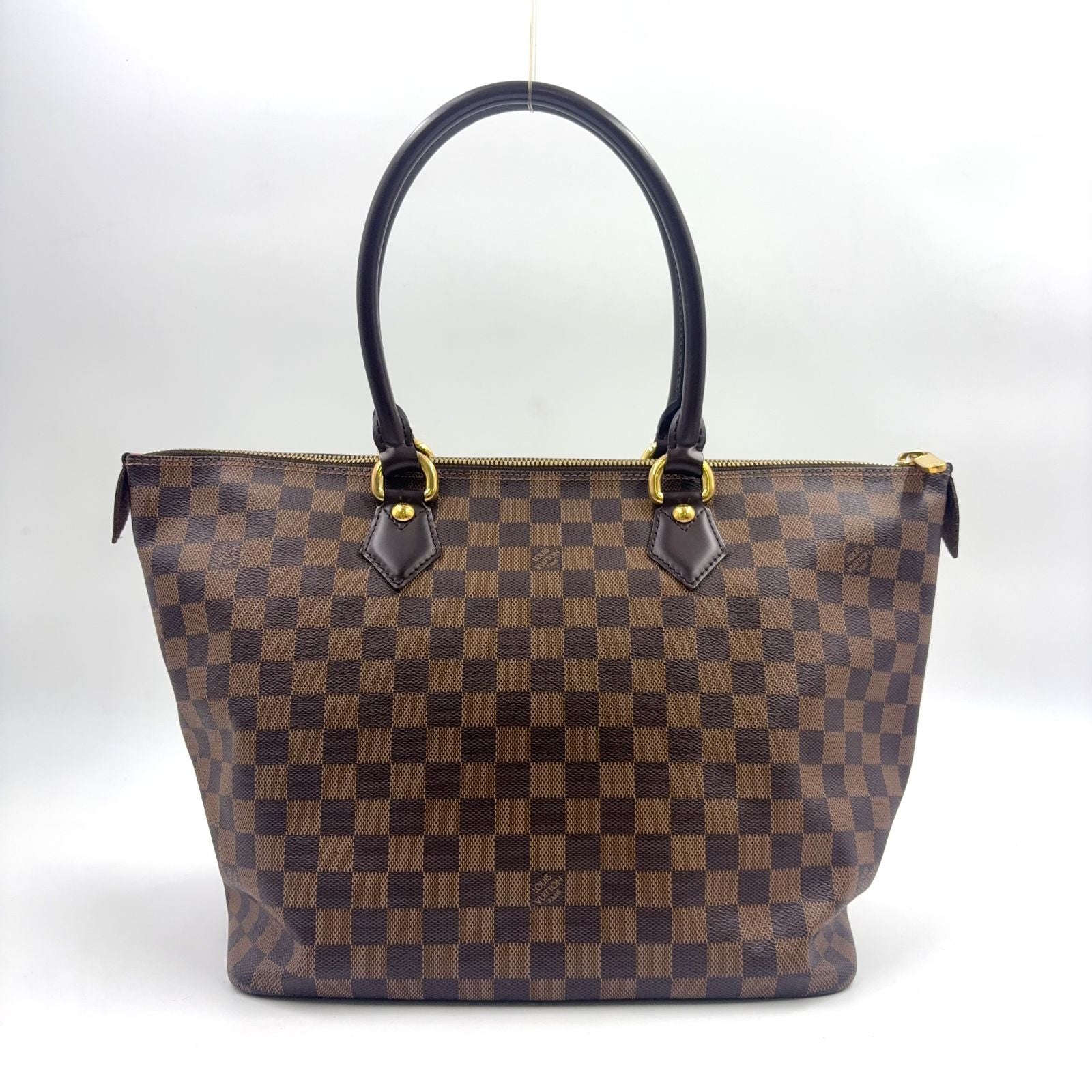 Louis Vuitton Saleya MM Damier Ebene Leather Brown Tote Bag Gold