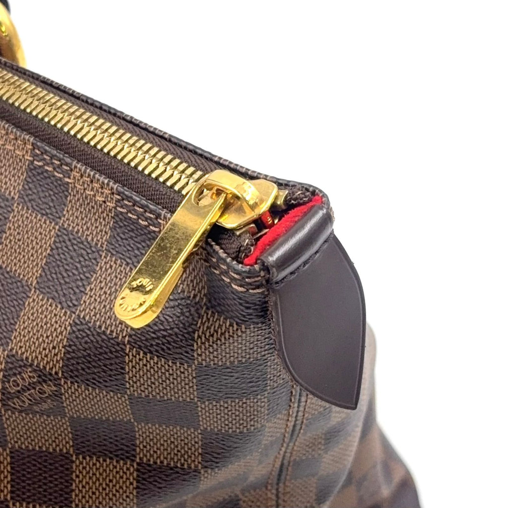 Louis Vuitton Saleya MM Damier Ebene Leather Brown Tote Bag Gold — view 8