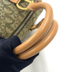 Dior Trotter Mini Leather Canvas Khaki Green Light Brown Boston Bag Gold — view 7
