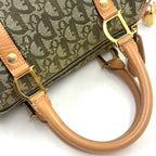 Dior Trotter Mini Leather Canvas Khaki Green Light Brown Boston Bag Gold — view 5