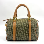 Dior Trotter Mini Leather Canvas Khaki Green Light Brown Boston Bag Gold